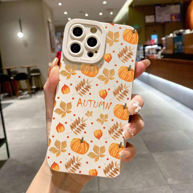 Receipt Printer Thermal - Autumn Maple Leaves Pumpkin Pattern Design