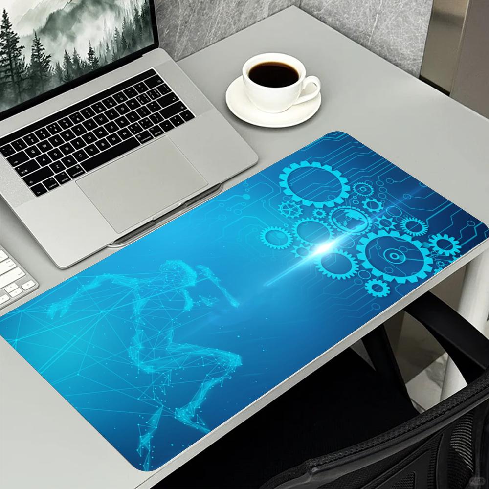 Blue Tech Circuit Gear Pattern - Office Tech Set Up 评论和价格