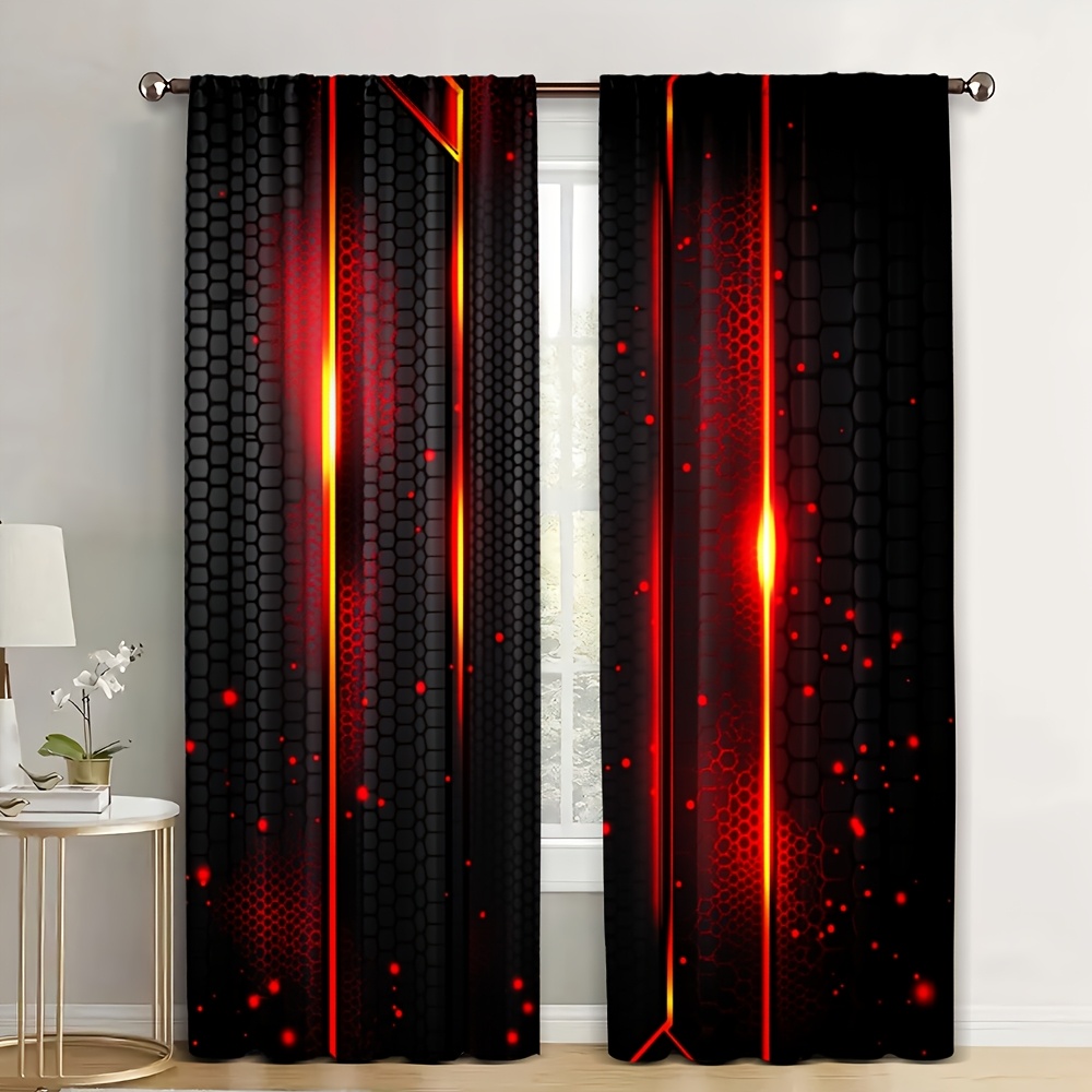 2pcs Lava Curtains Black Red C - Office Tech For Home 评论和价格