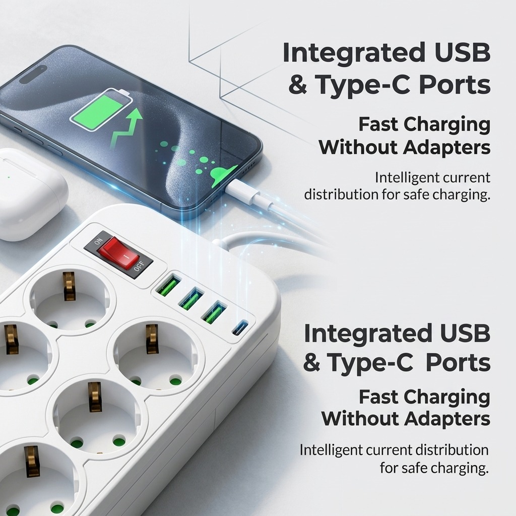 1500W EU Power Strip 6 AC Outl - Office Technician 评论和价格