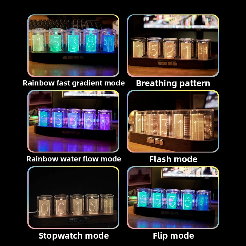 LED Nixie Tube Clock RGB Gamin - Office Tech Set Up 评论和价格